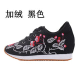 Zingj Shoes, Sports Shoes Autumn And Winter Leisure Walk Shoes Lace Embroidered Cloth Shoes Inside Heighten Women's