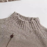 Autumn New Beaded Sweaters With Loose Semi-High Necks