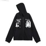 Women Letter Print Grunge Ladies Harajuku Vintage High Street Goth Sweatshirt Ladies Loose Zip Jacket Women's Tops Hoodies
