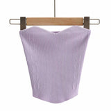 Sexy Cropped Tube Tops Woman Ribbed Knitted Strapless Tops Off Shoulder Slim Vest