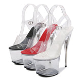Zingj Model Walk Show Female Shoes Hate Sky High 17Cm Cm Ultra High Heel Transparent Crystal