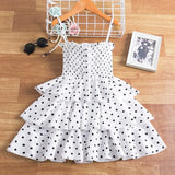 Fancy Pretty Girl Colorful Dots Dress Birthday Party Princess Dress Lace Ball Gown Elegant Dress Casual Dress Size