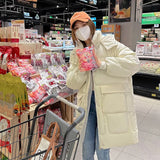 2022 Casual Loose Hooded Parkas Winter Jacket Women Fashion Solid Thick Long Coat Women Elegant Cotton Padded
