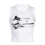 Zingj Doodle Color Print Thread Sleeveless Vest Spring / Summer 2023 New Diablo Hipster Skinny
