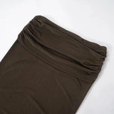 Brown Mesh Corset Bodysuit And Maxi Skirt Set-Outfit