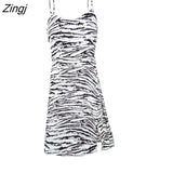 Print Lace Up Split Slip Midi Dress For Women Sexy Spaghetti Straps Beach Dress 2023 Summer Sundress