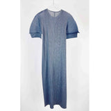 Folds 2025 New High-Grade Solid-Colored Round Collar Folded Dress Loose Fashion Comfortable Casual