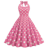 De Cocktail Halter Summer Vintage Dress Sleeveless Retro Sundress Elegant 2022 50s 60s Pin Up Rockabilly Flare