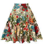 Summer Women Short 50s 60s Skirts Retro Vintage Leopard Printed High Waist School Girls Swing Rockabilly Casual