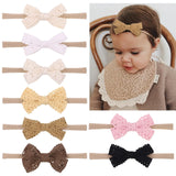 Lace Bowknot Baby Headband Turban Solid Color Newborn Baby Girls Elastic Hair Bands Nylon Headwear Kids Hair