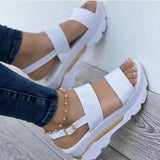 Zingj Summer New Large Size Women's Shoes Wide A Word With Sweet Wind Platform Sandals- Outfit