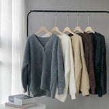 Winter Cardigan sweater Women Coat Faux Fur Knitted Sweater Korean Button Cardigan Soft Warm Women Tops