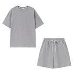 Summer Tracksuits Womens Two Peices Set Leisure Outfits Cotton Oversized T-shirts High Waist Shorts Candy Color