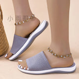 Water Drill Flying Weave Breathable Slippers Female Word Fish Mouth Toe Cool Slippers