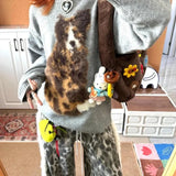 Dog Fuzzy Print Sweatshirt-Outfit
