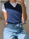 SUCHCUTE girl Sweater Vest women jumper V Neck pullover Knitted Vests Women Preppy Style Crop Top Autumn 2020 solid