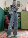 Women Loose Vintage Pants Girl Fashion Harajuku Baggy Jeans Casual Funny Clothing Ins Gothic Trousers Summer Straight