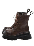 Zingj Bottom Martin Boots Female 2024 Autumn Fashion Wipe Color Washing Car Handsome Lace-Up Short Boots Tide Spring And Autumn Single