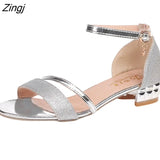 Ladies Sandals Shoes Women L Luxury High Quality Sandals Ankle Mid Heel Block Party Open Toe Square Shoes Zapatos De