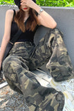 Street Camouflage Army Green Cargo Pants Straight Loose Vintage Hip Hop High Waist Trousers Y2k Wide Leg