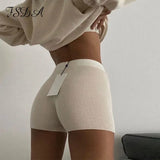 2020 Summer Knit Shorts Cotton White Women Casual Mini Black Sexy High Waist Ribber Streetwear Basic Biker