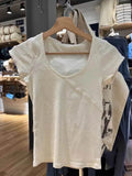 Slim T-Shirt Summer V Neck Streetwear Cotton Top 2023 Femme Sweet Cute Y2k Simple Tee Tops Woman