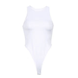 Cut Out Sexy Backless Bodysuit Women Nuded Solid Sleeveless Basic Bodycon Body Suit Top Skinny Short Jumpsuit