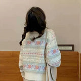Women Floral Hollow Out Spring Kawaii Students Cozy Plus Size Casual Chic Loose Popualr Design Sweet Ladies Ins
