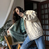 Winter New Korean Yellow Jacket Splicing Top Harajuku Long Coat Women Streetwear Gothic Windbreaker Clothes Ladies
