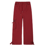 Hip-Hop Red Overalls Men's Trend Brand Ins High Street Retro Loose Straight Wide-Legged Leisure