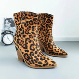 Faux Leather Cowboy Ankle Boots for Women Wedge High Heel Boots Snake Print Western Cowgirl Boots Silver Gold White