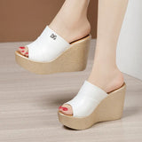 Heel Slippers Women's Summer 2023 New Style Muffin Thick Soles Fashionable Large Size Flip-Flops Skid-Proof Slippers Wear High-Heeled