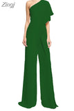 Women One Piece Jumpsuit Dress One Shoulder Casual Overalls Streetwear Wide Leg Jumpsuits Elegant Lady Party Romper