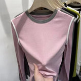 Zingj Advanced Cotton Color Round Collar Long Sleeve T Shirt Female 13 Line Design Sense Of Small Inside With The Bottom