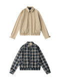 Zingj Double-Sided Wear Classic Plaid Jacket, Male And Female Harlington Lapel Casual Short Style Couple Jacket