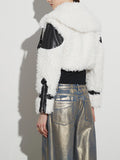Wind Coat 2025 Winter New Premium Sense Lapel Lamb Wool PU Leather Splicing Female Short