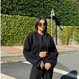 Women's ZA Autumn And Winter New Round Neck Soft Short Bomber Jacket