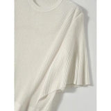 Wan Feminine Taste Splicing Flounce Sleeve Comfortable Round Collar Knitting Five Minutes Sleeve Jacket