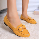 Zingj Bean Shoes Women Flat Shoes Casual Singles Shoes Bow Women Shoes Driving Plus Size Work Shoes- Outfit