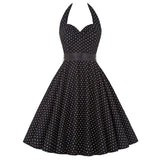 Women Polka Dot Print Summer Dress Sexy Retro White Halter Vintage Dress 2022 Robe Femme Pin Up Rockabilly Party