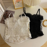 Feminino Print Floral Patchwork Lace Casual Camisole Female Sleeveless Pearl Elastic 2022 Summer Fashion Tank Tops
