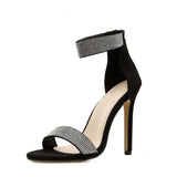 New Women's Shoes Sandals Shiny Water Drill Fine Heel High Heels Size 43