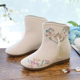 Zingj Boots Cotton Embroidered Tassel Women Cloth Shoes With Hanfu Shoes Winter Clip Cotton And Velvet Cotton Shoes Women's Shoes High