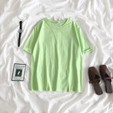 Tee Shirt Solid Color Basic T-Shirt Women Casual O-neck Harajuku Top Korean Hipster Cotton Basic
