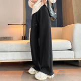 Black Tall Add Velvet Narrow Version Straight Banana Pants Female Autumn Winter New High Waist Hanging Feeling Wide Leg Sports Casual Pants-Outfit