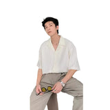 Men's Cuban-Collared Shirt Short-Sleeved Shirt 2025 New Summer Loose Fashion