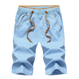 New Summer Men's Sports and Leisure Elastic Cloth Pants Loose 100% Cotton Belt Home Daily Five-Point Men's