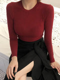 T Shirt Women Cotton Long Sleeve Top T-Shirts Korean Style Slim Elastic Woman Clothes Tee Shirt Spring Camisetas De