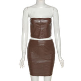 Zingj 2024 New Sexy Breast Show Thin Package Hip Short Skirt Women's PU Short Skirt Suit Women's