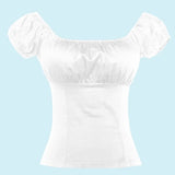 Off Shoulder Tops 50s Women Summer Sexy Shirt Classic Slash Neck Blouses Female Slim Cotton Plus Size Vintage